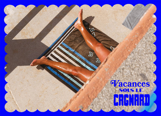 Carte postale "Vacances sous le Cagnard" Bleue